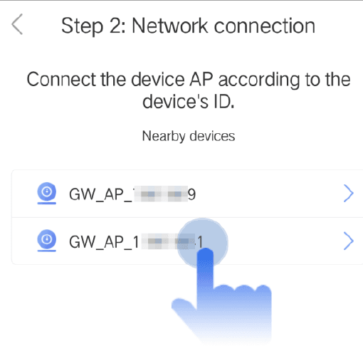 Stap 2: Netwerkverbinding - verbind het AP van het apparaat op basis van het apparaat-ID, met de nabijgelegen GW_AP-apparaten